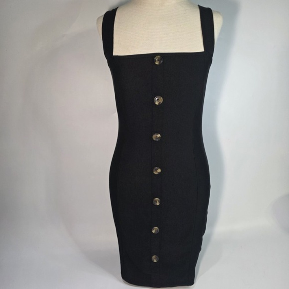 NWOT Bozzolo Black‎ Fitted Stretch Sleeveless Mini Dress Size Small Buttons